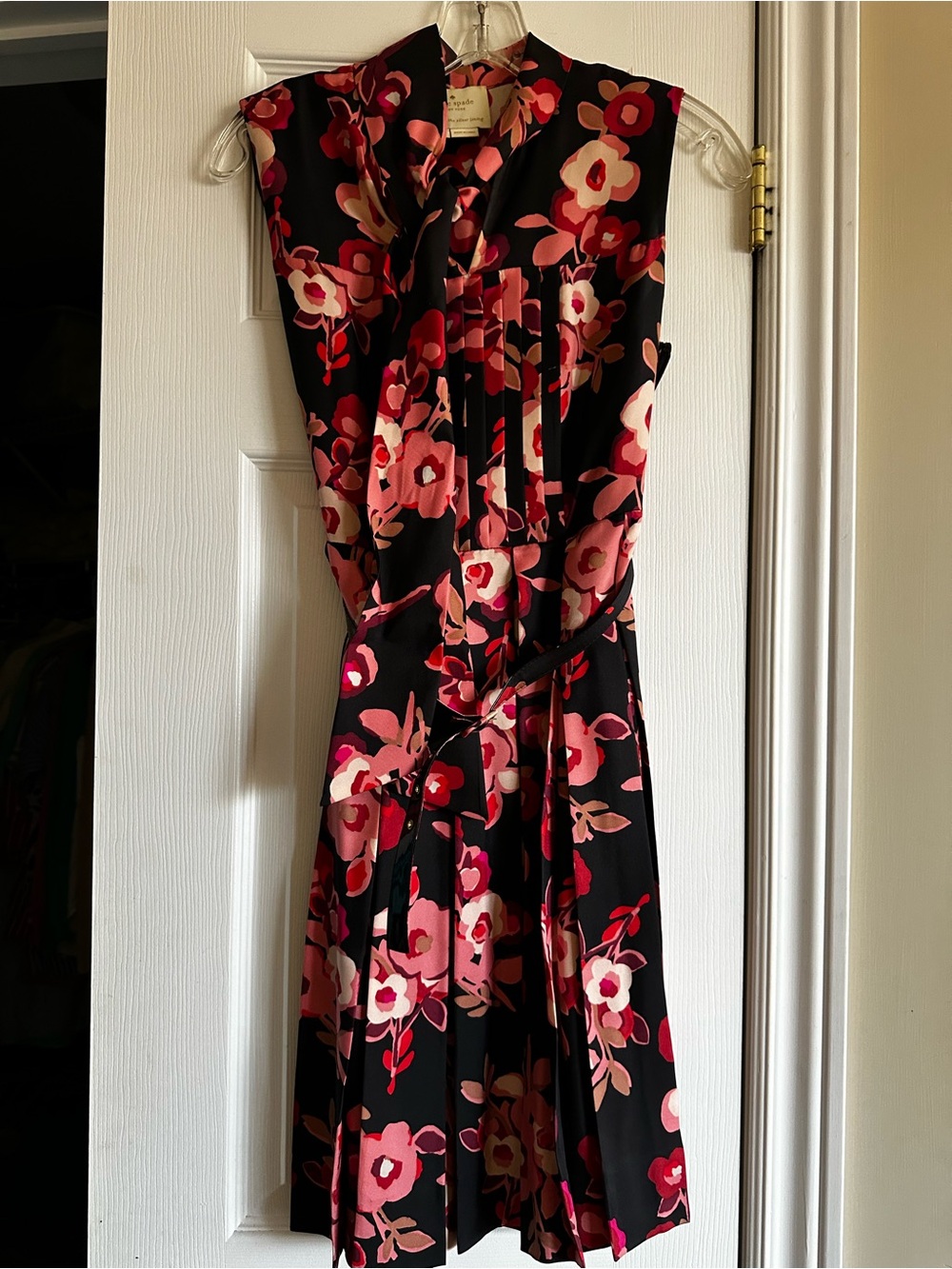 kate spade Black Midi Dress with Pink and Red Floral Print